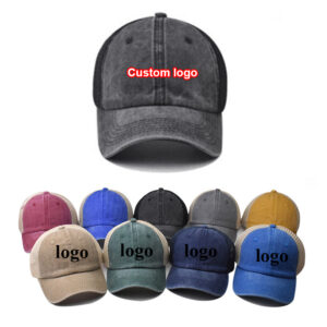 Breathable washed baseball caps hats with DIY printing logo